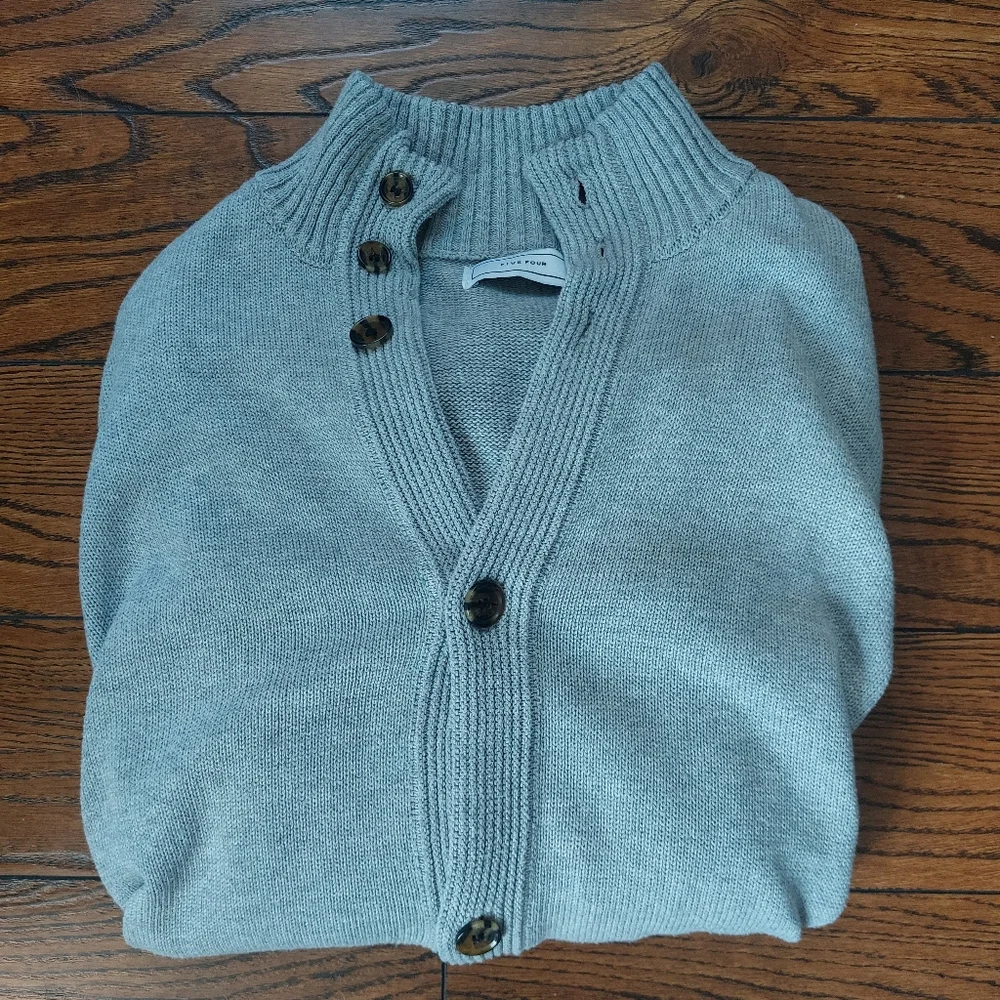 Gray Button-Up Men's Sweater - Picture 4 of 6